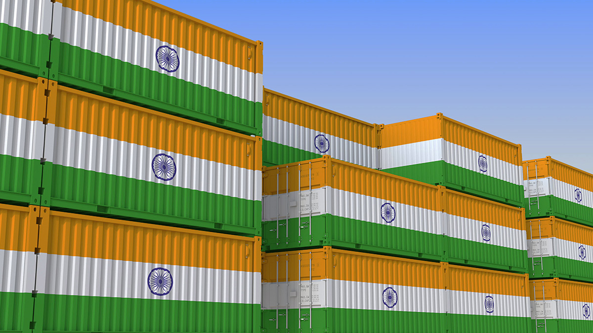 Контейнер в оформлении флага Индии
