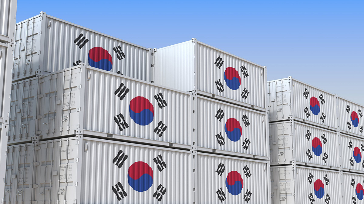 Контейнер в оформлении флага Кореи